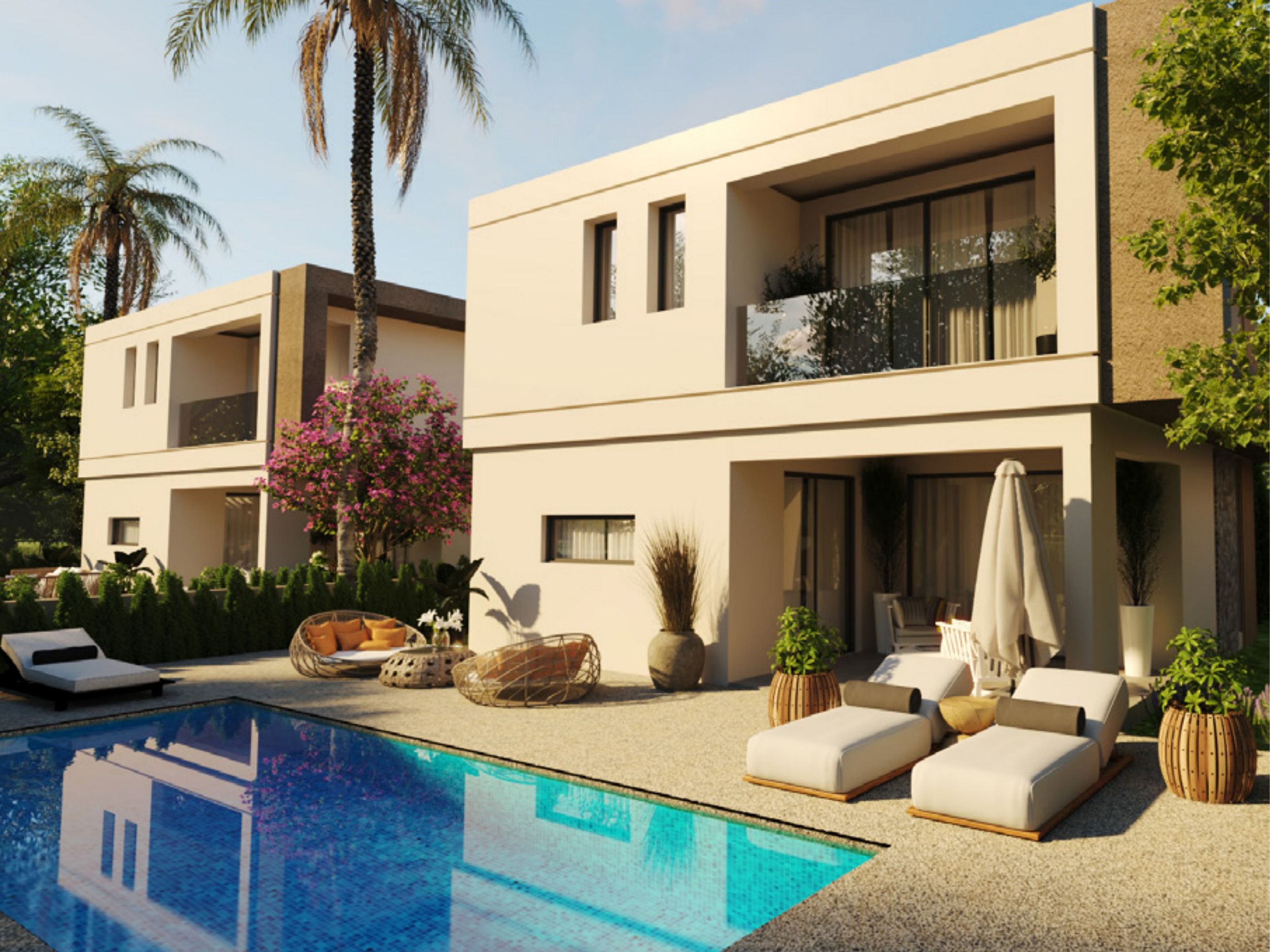 Oceania Villas site plan — three detached villas in Xylophagou